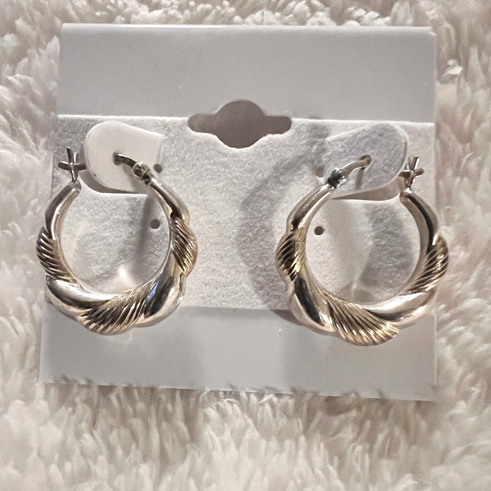 .925 Sterling & Gold Vermeil Two Tone Hoop Earrings